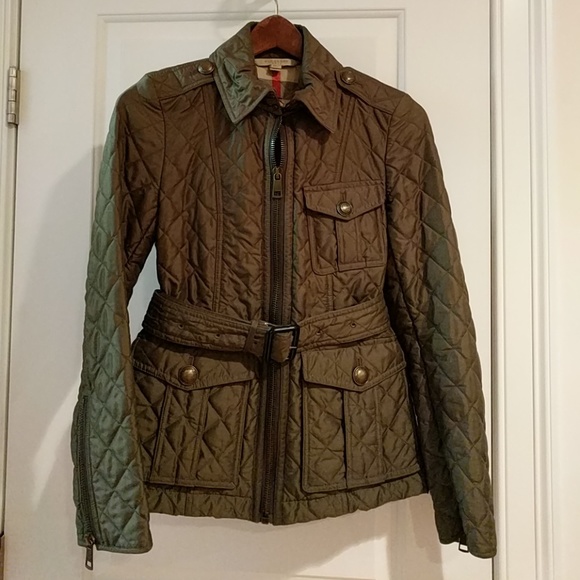 burberry green quilted jacket